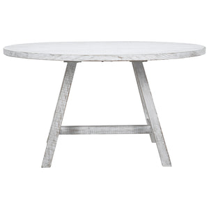 Dovetail Cape Cod 56" Round White Wash Dining Table with 4 Leg Trustle Base DOV38002