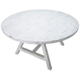 Dovetail Cape Cod 56" Round White Wash Dining Table with 4 Leg Trustle Base DOV38002