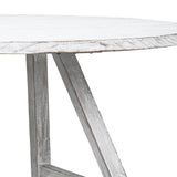 Dovetail Cape Cod 56" Round White Wash Dining Table with 4 Leg Trustle Base DOV38002