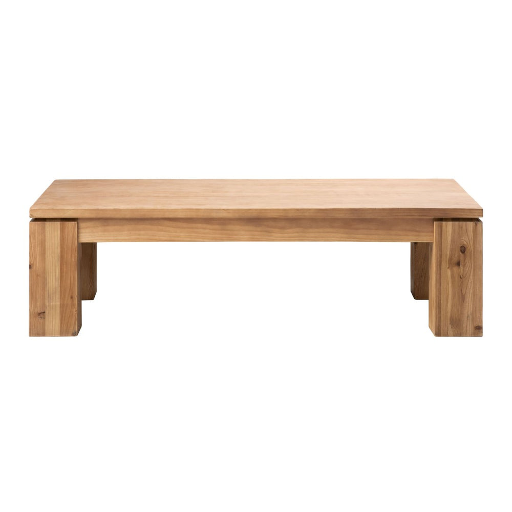 Dovetail Datona 56" Rectangular Reclaimed Pine Natural Finish Block Feet Coffee Table DOV38005NAT