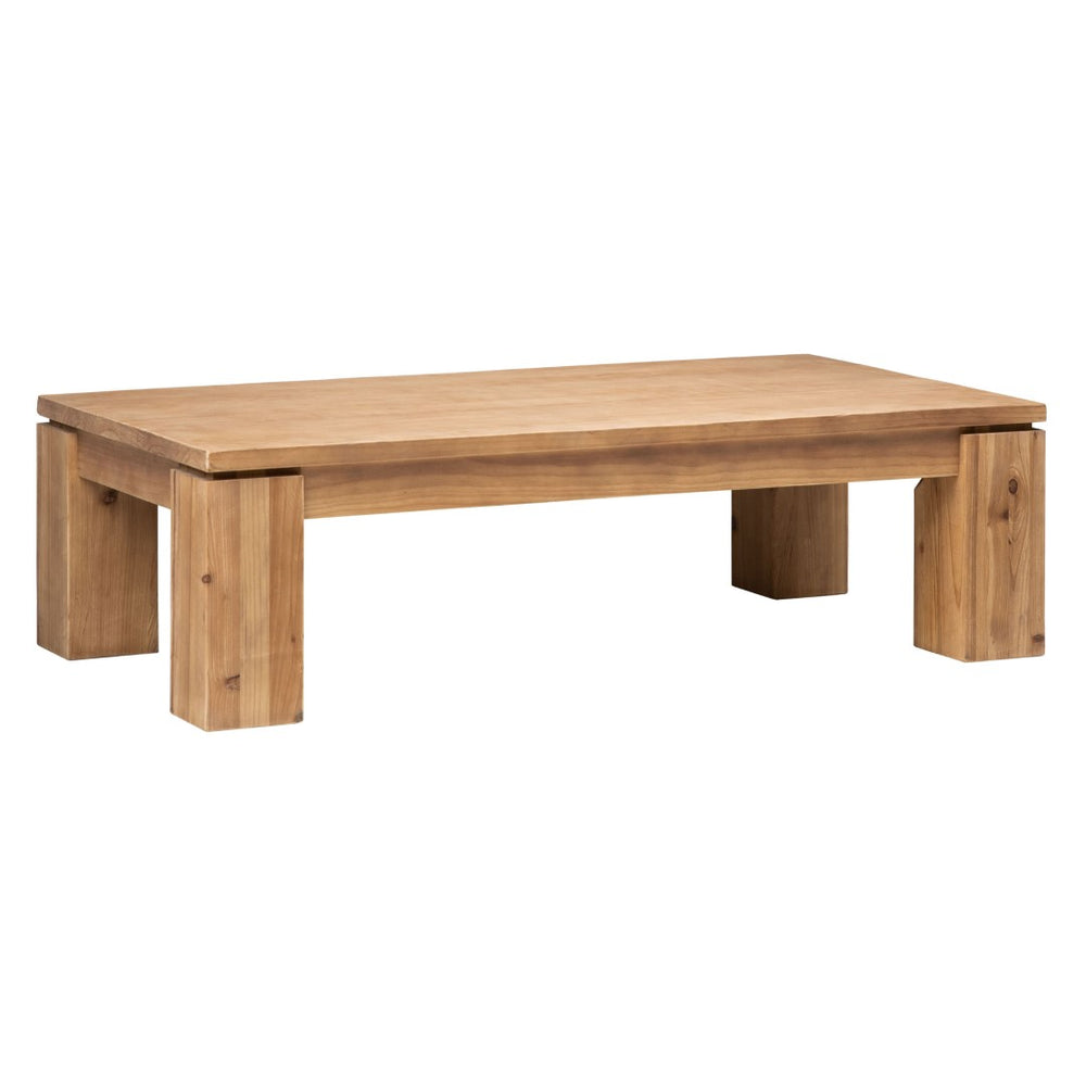 Dovetail Datona 56" Rectangular Reclaimed Pine Natural Finish Block Feet Coffee Table DOV38005NAT