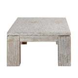 Dovetail Datona 56" Rectangular Reclaimed Pine White Wash Block Feet Coffee Table DOV38005WH