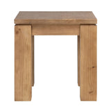 Dovetail Datona 22" Square Reclaimed Pine Natural Finish Block Feet Side Table DOV38037NAT