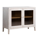 Dovetail Cape Cod 43" Reclaimed Pine White Wash Sideboard with Glass Front Doors DOV38049