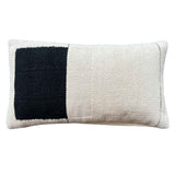 Dovetail Blok Handwoven Cotton Black and White Color Block Pillow DOV4117