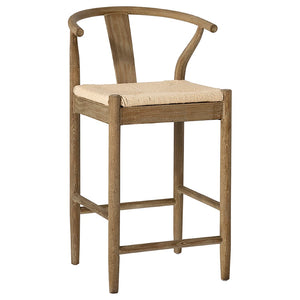 Dovetail Emilio Mid-Century Modern Curved Back Natural Finish Oak Chair with Woven Craft Paper Seat DOV415CS