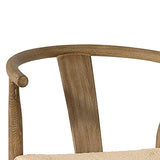 Dovetail Emilio Mid-Century Modern Curved Back Natural Finish Oak Chair with Woven Craft Paper Seat DOV415CS