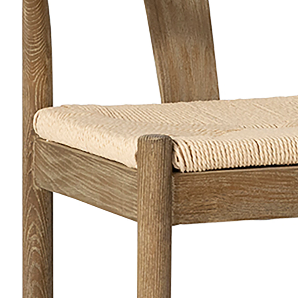 Dovetail Emilio Mid-Century Modern Curved Back Natural Finish Oak Chair with Woven Craft Paper Seat DOV415CS
