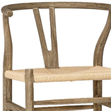 Dovetail Emilio Mid-Century Modern Curved Back Natural Finish Oak Chair with Woven Craft Paper Seat DOV415