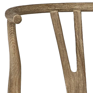 Dovetail Emilio Mid-Century Modern Curved Back Natural Finish Oak Chair with Woven Craft Paper Seat DOV415