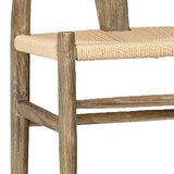 Dovetail Emilio Mid-Century Modern Curved Back Natural Finish Oak Chair with Woven Craft Paper Seat DOV415