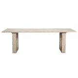 Dovetail Maya 94" Rectangular Reclaimed Pine White Wash Dining Table with Cut Out Double Pedestal Base DOV50007