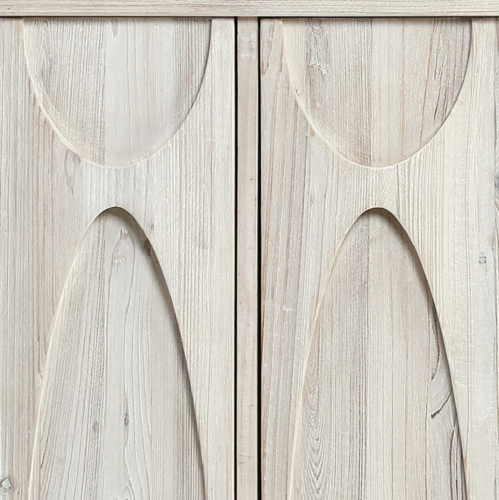 Dovetail Montes 79" Light Wash Finished Reclaimed Pine Carved Sideboard DOV50019