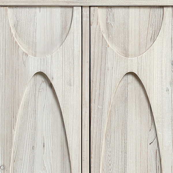 Dovetail Montes 79" Light Wash Finished Reclaimed Pine Carved Sideboard DOV50019