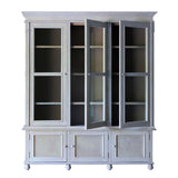 Dovetail Panama Large 91" Reclaimed Pine Glass Front Display Cabinet Finished in Light Grey Wash DOV50037
