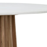 Dovetail Aletha 47" Round Concrete and Reclaimed Pine Pedestal Dining Table DOV50041