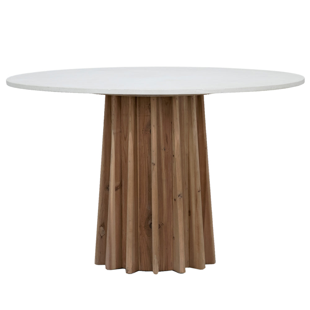 Dovetail Aletha 47" Round Concrete and Reclaimed Pine Pedestal Dining Table DOV50041