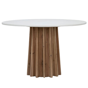 Dovetail Aletha 47" Round Concrete and Reclaimed Pine Pedestal Dining Table DOV50041
