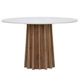 Dovetail Aletha 47" Round Concrete and Reclaimed Pine Pedestal Dining Table DOV50041