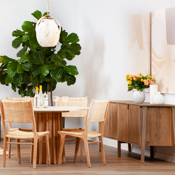 Dovetail Aletha 47" Round Concrete and Reclaimed Pine Pedestal Dining Table DOV50041