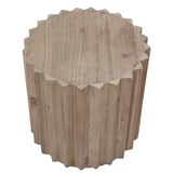 Dovetail Emerson 33" Round Reclaimed Pine Block End Table with Fluted Edge DOV50044