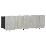 Dovetail Nubla 73" Reclaimed Pine Sideboard Black and Light Grey Wash with Iron Legs DOV50050