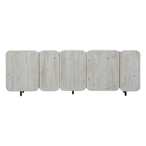 Dovetail Nubla 73" Reclaimed Pine Sideboard Black and Light Grey Wash with Iron Legs DOV50050