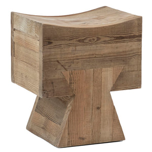 Dovetail Rosalie Reclaimed Pine Dovetail Block Stool with Cuved Seat in a Natural Finish DOV50058