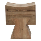 Dovetail Rosalie Reclaimed Pine Dovetail Block Stool with Cuved Seat in a Natural Finish DOV50058