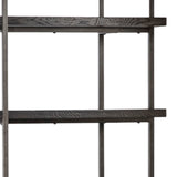 Dovetail Nash Reclaimed Pine and Iron 87" Tall Modern Bookcase Finished in Antique Black DOV5384