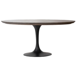 Dovetail Atlanta Iron Pedestal with Inlayed Stone in Oak Top Oval Dining Table DOV5387