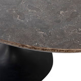 Dovetail Atlanta Iron Pedestal with Inlayed Stone in Oak Top Oval Dining Table DOV5387