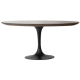 Atlanta Iron Pedestal with Inlayed Stone in Oak Top Oval Dining Table