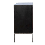 Dovetail Alexio 72" Antique Oak Wood Sideboard in Black and Natural Brown with Iron Legs DOV5433