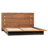 Dovetail Gammon Reclaimed Pine Two-Toned Platform Bed Finished In Medium and Dark Brown with Dovetail Joint Details, Eastern King DOV5456EK