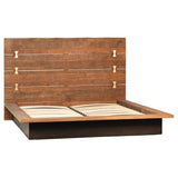 Dovetail Gammon Reclaimed Pine Two-Toned Platform Bed Finished In Medium and Dark Brown with Dovetail Joint Details, Eastern King DOV5456Q