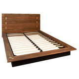 Dovetail Gammon Reclaimed Pine Two-Toned Platform Bed Finished In Medium and Dark Brown with Dovetail Joint Details, Eastern King DOV5456EK