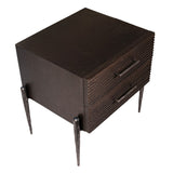 Dovetail Meryl Antique Black Oak and Forged Iron Modern 2-Drawer Side Table DOV5462