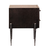 Dovetail Meryl Antique Black Oak and Forged Iron Modern 2-Drawer Side Table DOV5462