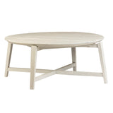 Dovetail Francisco Round 32" Antique White Finished Teak Coffee Table DOV6355WH