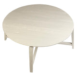 Dovetail Francisco Round 32" Antique White Finished Teak Coffee Table DOV6355WH