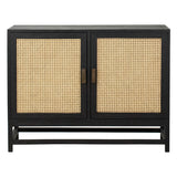 Dovetail Royette 83" Exotic Wood and Rattan Sideboard DOV6367BKS