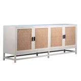 Dovetail Royette 83" Exotic Wood and Rattan Sideboard DOV6367WH