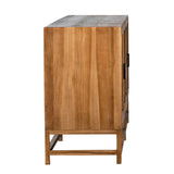Dovetail Royette 83" Exotic Wood and Rattan Sideboard DOV6367