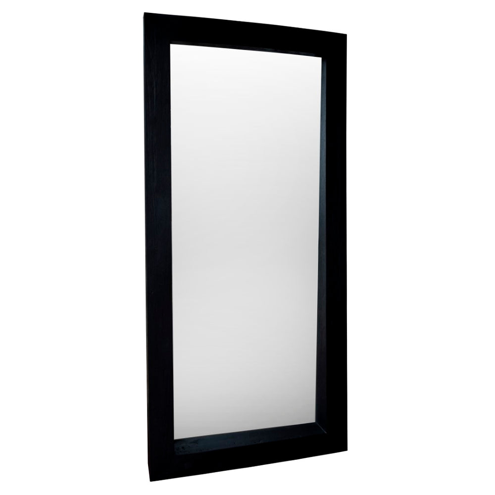 Dovetail Cornell Black Wood 88" Tall Floor Mirror with Wide Base DOV6377