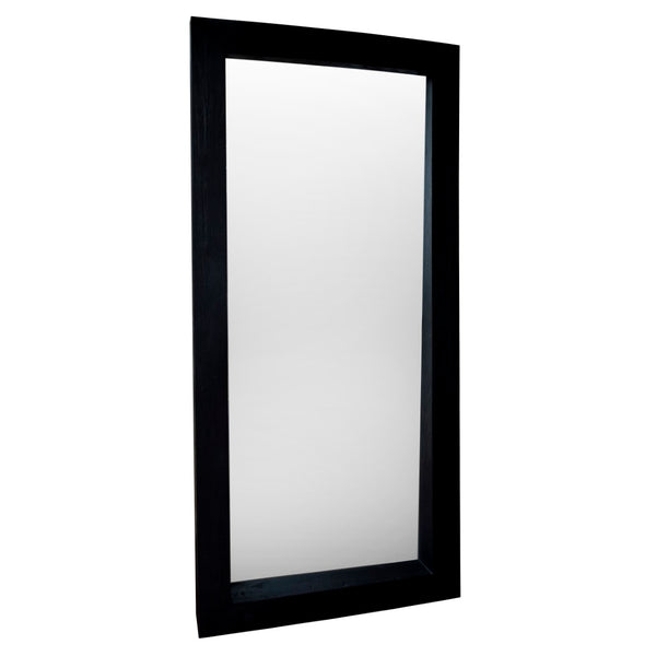 Dovetail Cornell Black Wood 88" Tall Floor Mirror with Wide Base DOV6377