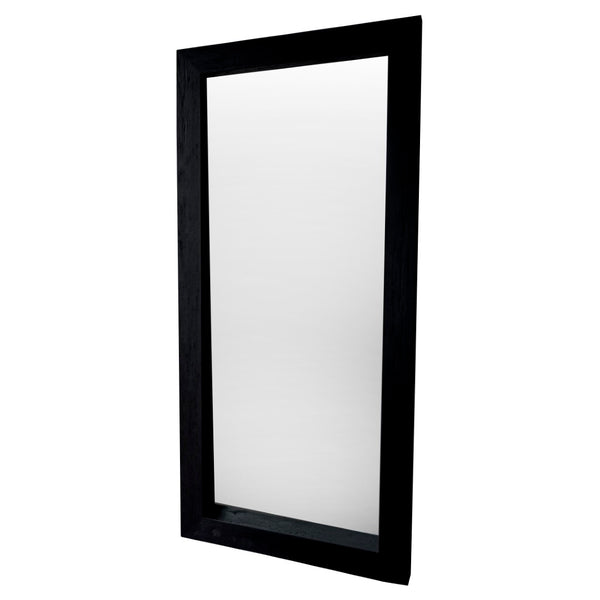 Dovetail Cornell Black Wood 88" Tall Floor Mirror with Wide Base DOV6377