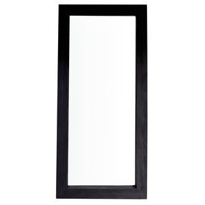 Dovetail Cornell Black Wood 88" Tall Floor Mirror with Wide Base DOV6377