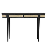 Dovetail Luna Teak and Rattan 2-Drawer Storage Console Table DOV6386BK