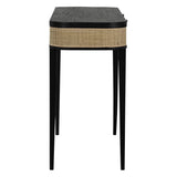 Dovetail Luna Teak and Rattan 2-Drawer Storage Console Table DOV6386BK